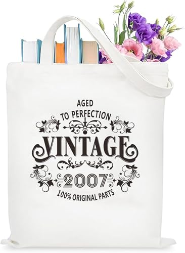 Canvas Tote Bag for 18th Birthday Gifts, Reusable Shopping B