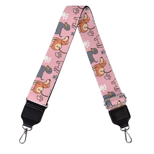 Image of Cute Dachshund Wide Bag Straps Replacement Crossbody Green Sausage Dog Guitar Straps for Handbags /Purses /Messenger Bags Backpack Straps Replacement Adjustable Length from 30 inch to 50.3 inch