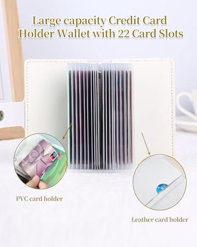 Credit Card Holder, Leather Card Case Card Organizer Case with 22 Card Slots, Minimalist Card Case Wallet with Snap for Men and Women (style 1)4