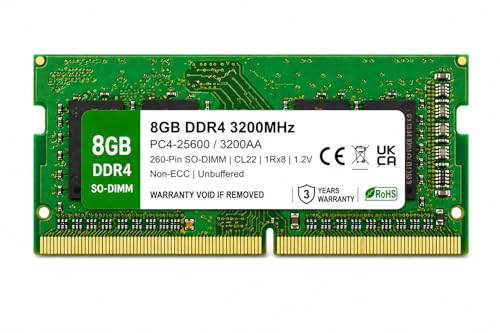 Image of 8GB DDR4 3200MHz OEM Laptop RAM Compatible with Samsung [Key Specs: PC4-25600 /3200AA | 260-Pin SO-DIMM | CL22 | 1Rx8 | 1.2V | Non-ECC] | 3 Years Seller Warranty