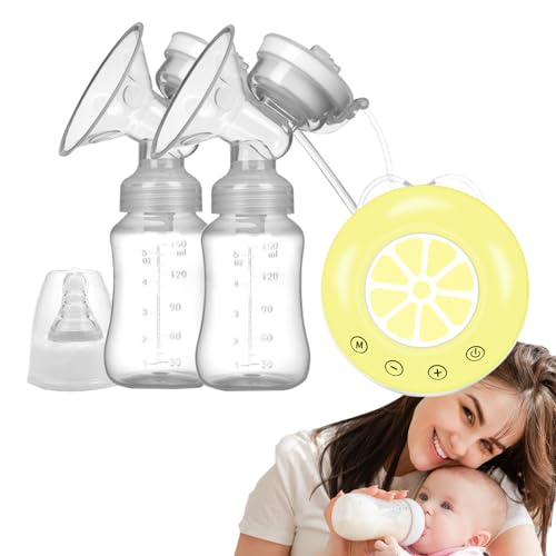 Sacaleches eléctrico doble, extractor de leche materna eléctrico - Extractores de leche materna recargables con 2 botellas de leche | Extractor de leche portátil con modo múltiple, silencioso y para