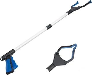 Reacher Grabber Tool, 32" Foldable Grabber Reacher, Rotating Jaw - Mobility Aid Reaching Assist Tool, Trash Picker Upper Grabber, Long Arm Extender for Elderly (Blue)