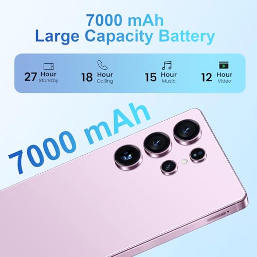 Image of S25 Ultra 5G Unlocked Smartphone,12GB+512GB Fully Cell Phone for Android 14, 6.99 inch Unlocked Cell Phone, 7000mAh, 68MP+108MP Dual Camera /Dual SIM /Fingerprint Lock /Face (Pink)