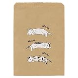 インディゴ(indigo) ラッピング 紙袋 平袋 フラットバッグM ゆるねこ ホワイト/クラフト 10枚入 PP456