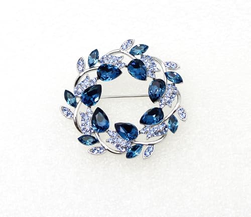 Image of Faship Gorgeous Rhinestone Crystal Floral Wreath Brooch Pin
