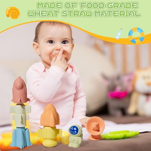Image of AMCHSURI Mold-Free & No Holes Bath Toys 9 Pack | Safe Astronaut & Rocket Ship Toys for Babies 6-12M & Toddlers 1-3Y | Bathtub Pool Float Toys for Boys Girls