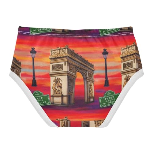 Cotton Toddler Underwear Custom Arc De Triomphe Vibrant Red Panties for Girl Designer Briefs Underpants 2t2