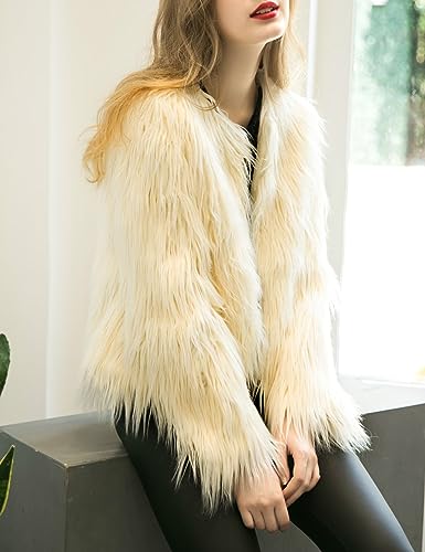 Womens Faux Fur Coat Open Front Furry Jacket Long Sleeve Shaggy Warm Coats Outerwear3