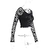 Skull tees for Women,Womens Gothic Crop Tops Mesh Short Sleeve Punk Alt Shirt Grunge Harajuku Emo Tops with Bandage-Halloween Shirt #4