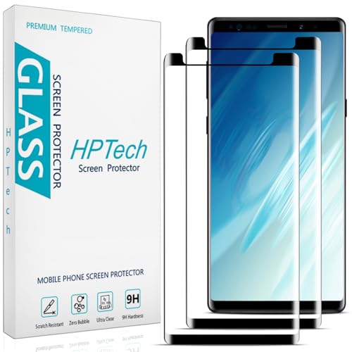 HPTech (2 Pack) Screen Protector for Samsung Galaxy Note 9 Tempered Glass Film 3D Curved Full Screen Coverage Anti Scratch Case Friendly