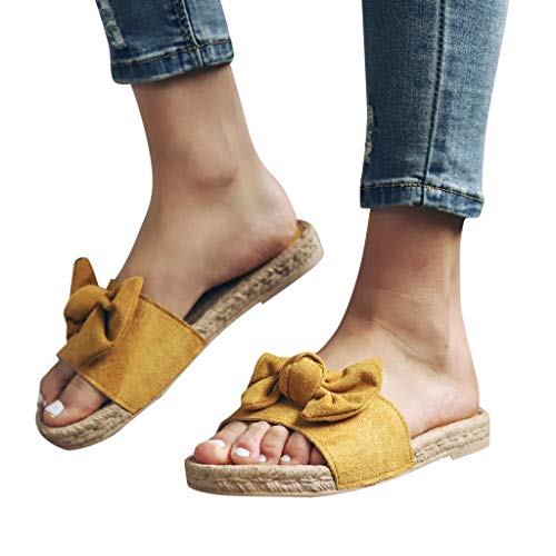 Memefood-Zapato Mujer 2019 sandalias y chanclas, alpargatas planas con aderezo de Arco para Mujeres Lemon Tree 9