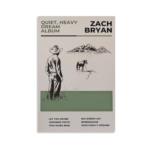 Zach Bryan Quiet Heavy Dreams Impression sur toile 40x60cm pour décoration de chambre