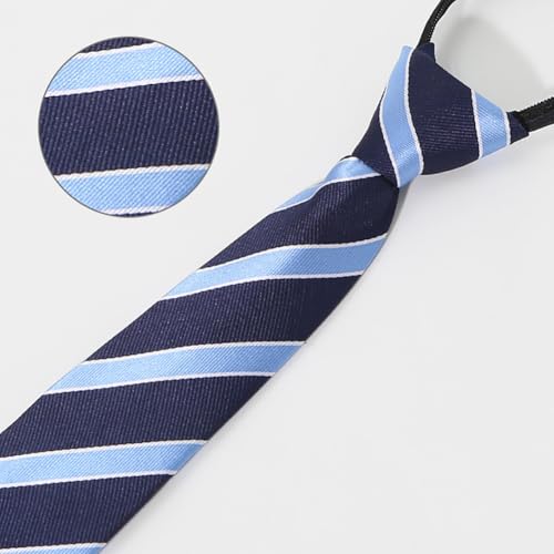 GSHLLO Boys Striped Neck Tie Adjustable Zipper Ties Pre Tied School Uniform Tie Classic Causal Stripe Neckties Formal Party Necktie3