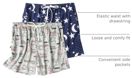 Image of ENJOYNIGHT Women Pajama Shorts Cotton Lounge Bottoms Sleep Shorts with Drawstring & Pockets