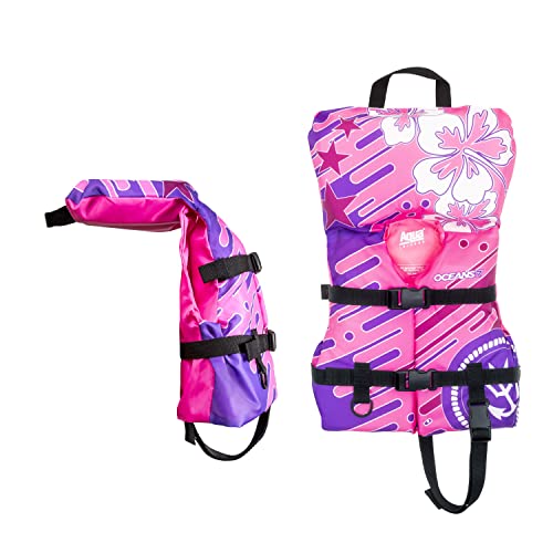 Image of Aqua Oceans 7 Life Jacket for Kids - US Coast Guard Approved Life Vest for Infant, Child & Youth Boys and Girls, Open-Side PFD for Boating, Swimming & Water Sports