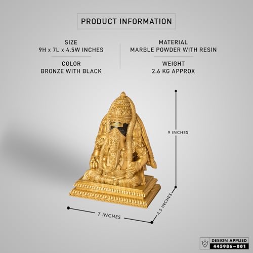 Image of SILAII Pillayarpatti Karpaga Vinayagar Idol - Sacred Wish-Granting Ganesha Murti Showpiece & Statue for Home Decor, Pooja Room, House Warming Gifts (Gold, 9 INCHES)