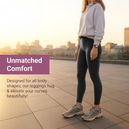 image for SATINA High Waisted Leggings for Women - Capri, Full Length, Fleece an