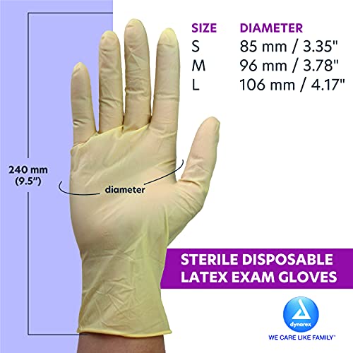 Dynarex Sterile Disposable Latex Exam Gloves, Powder-Free, Sterilely Packaged In Pairs, Professional Medical And Healthcare Use, Veterinary Clinic, Bisque, Small, 1 Box Of 50 Pairs Of Gloves #TOP1