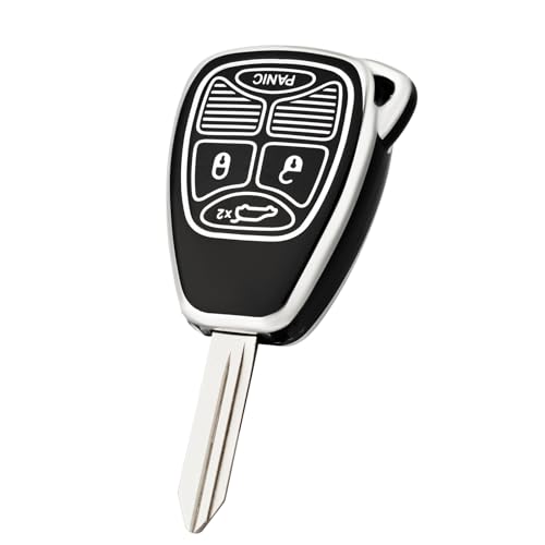 CHATYYD Key Fob Cover for Jeep, Soft TPU Car Key Cover Compatible with Jeep Liberty 2005-2012 Wrangler Compass Patriot 2007-2017 Accessories (Black)