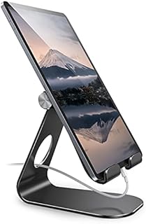 Amazon Brand - Eono Tablet Stand Adjustable, iPad Holder for Desk Aluminum Desktop Dock Compatible with iPad 9, iPad Pro 12.9/11/10.5/9.7, Air 4 3 2 1, mini 6, Galaxy Tab, 5-13" Tablets - Black