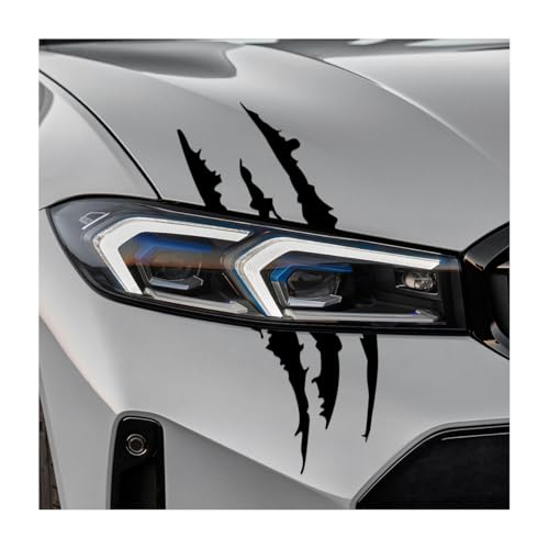 YTFRL 2 PCS Car Claw Mark Stickers, Monster Claw Headlight Decals Waterproof Vinyl Sticker, Stripes Scratch Marks Exterior Decoration for Sports Car SUV Pickup Truck Hood Window (Black)