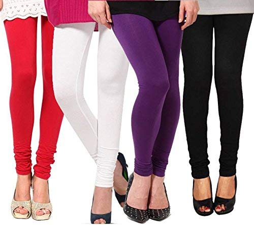 Women's Cotton Leggings | Ultra-Soft, Stretchable and Comfortable | Casual Slim Fit Full Length Leggings for Women and Girls (Combo Pack of 4)-picture-33