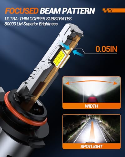 SEALIGHT 9005/HB3 9006/HB4 LED Fog Light Bulb,800% Ultra Bright,6500K Pure White with Cooling Fan, Replacement Shift Light Gauges, Pack of 4 - Thumbnail 3