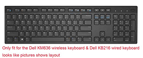 Ultra Thin Silicone Desktop PC Keyboard Cover Skin Protector Compatible for Dell KM636 Wireless Keyboard & Dell KB216 Wired Keyboard (Black) - Thumbnail 3