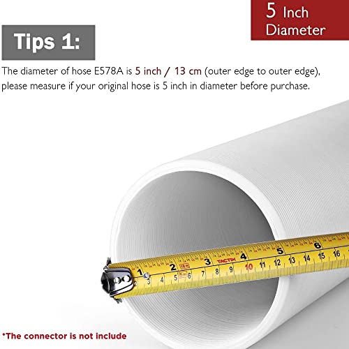 Image of TURBRO Portable Air Conditioner Exhaust Hose, 5 inch Diameter, 78 inch Length | for Portable AC Units, Anti-Clockwise Thread, Sturdy, No-odor PP Construction