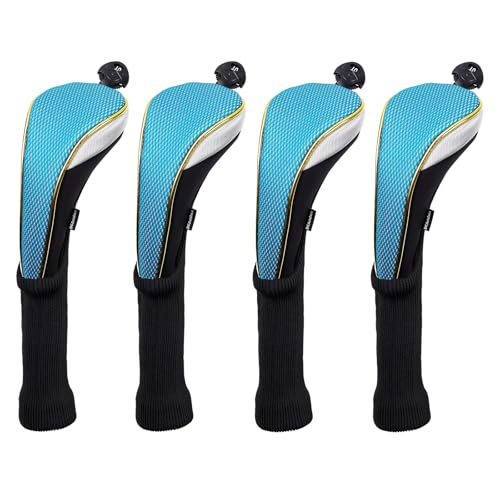 Andux 4Pcs/Set Golf Hybrids Club Head Covers Long Neck MT/HY15 Light Blue