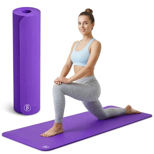 Image of Btag Premium PVC Yoga Mat for Women & Men | Anti-Slip Exercise & Gym Mat for Home Workouts | Lightweight & Durable | 6 mm (Purple)