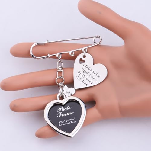 Image of LQRI Wedding Memorial Gift Wedding Boutonniere Bouquet Charm Pin Guardian Angel Grandma Walk Down The Aisle Bridal Charm in Memory of Grandma (grandpa)