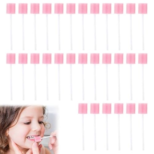 30 Pcs Oral Swabs, Mouth Swabs Sponge for End of Life Care, Oral Care Sponge Swab, Swab Dental Stick, Disposable Mouth Cleaning Sponge Swab, Foam Swab Sticks for Oral Care, Pink