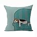 Hund und günstig Kaufen-Nunubee Kissenbezug Baumwoll-Leinen 45 x 45 cm Sofa-Dekoration Hund, Baumwoll-Leinen, Teal Dog&Sofa, 45cm*45cm/17.55