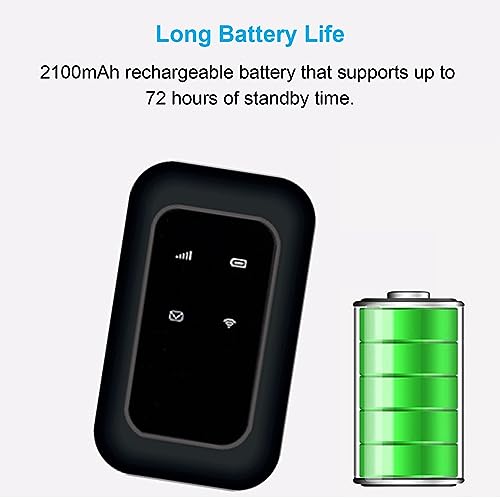 Image of Septpenta 4G WiFi Router, 4G Wireless Router 10 Devices Share 2100mAh Battery, LED Smart Screen, Compact Slim Wireless 4G Network Router for Phone Computer