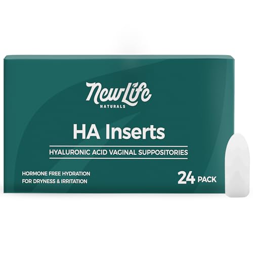 NewLife Naturals Hyaluronic Acid Vaginal Suppositories for Women, Vaginal Moisturizer, Dryness Irritation Discomfort, Postpartum, Menopause Relief & Support, 24 Inserts, 2 Month Supply