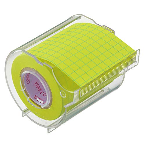 Image of Yamato Memoc Roll Tape, Self-Stick Memo Paper Tape, with Tape Dispenser, 50mm x 10m, 5mm Squared, Yellow, 1 ea. (NRK-50CH-LH)
