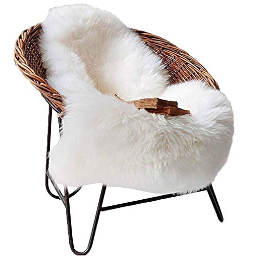 YDFYX Faux Pelliccia di Agnello di Pecora Tappeto,Pelliccia Sintetica Tappeto Vello di Pecora, per Soggiorno, Lunga Pelliccia Morbida, soffice, Tappetino per Il Letto, Divano (Bianco, 50 x 80cm)