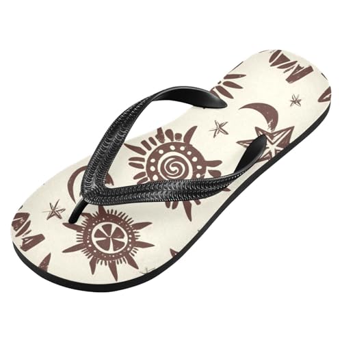 Womens Flip Flops Mandala Moon SunNon-Slip Casual Beach Slippers Rubber Sandals214B8417