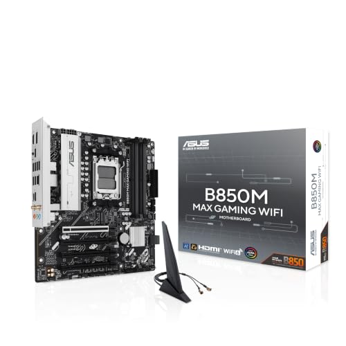 Image of ASUS B850 MAX Gaming WiFi W - AMD AM5 ATX Motherboard, White PCB, DDR5, PCIe 5.0 Ready, 3X M.2, Wi-Fi 6E, 2.5Gb LAN, USB 10Gbps Type-C, DisplayPort, HDMI, BIOS Flashback, Aura Sync, ASUS AI Advisor