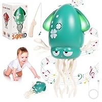 JoiTale Tanzender Oktopus Baby Spielzeug, Wiederaufladbar Krabbel Tintenfisch Spielzeug mit LED-Licht und Musik, Interaktives Sinnespielzeug für Kleinkinder von 0 bis 6 Jahren