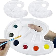 BEADNVOA Paint Tray Palette Paint Pallet with Thumb Hole Model Painter Tray for Kids Artists Painters 3 pcs, for Acrylic, Oil, Watercolor