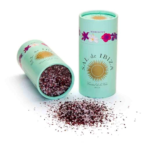 Sal de Ibiza Granos de Sal con Hibiscus 90 gr | Sal de Ibiza - Sal Marina Sin Refinar Natural, Sal Marina Sin Refinar, Sal Marina, Sal de Mar, Sal Sin Refinar, Sal Fina, Sal Marina Natural
