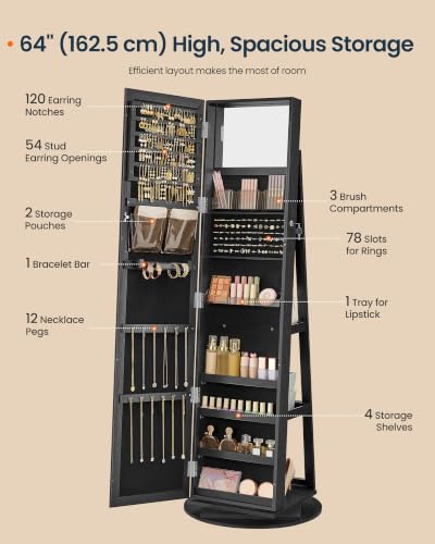 Image of SONGMICS HOME Standing Jewelry Cabinet, Full Length Mirror with Storage