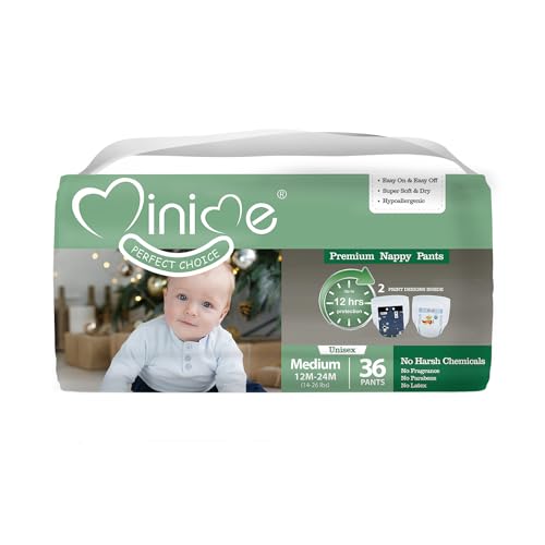 Image of Minime Baby Training Pants - Size 12M-24M (14-26 lbs), 36 Count, Premium Hypoallergenic Training Underwear, Fragrance Free Disposable Baby Diaper Pants