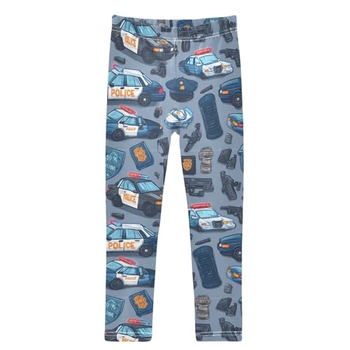 Boccsty Police Cars Girls Leggings Kids Yoga Pants Dance Active Tights 4T
