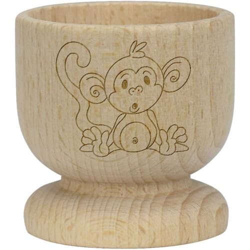 'Sitting Baby Monkey' Wooden Egg Cup (EC00027469)