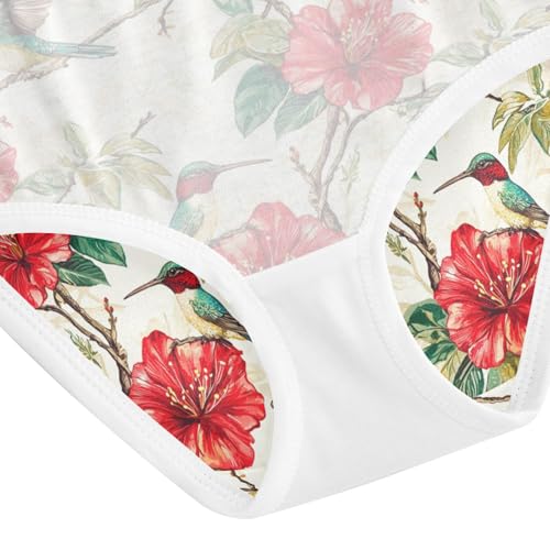 ZZKKO Hummingbird Red Flower Girls Underwear Toddler Panties for Girls Comfort Brief Size 2-8T4