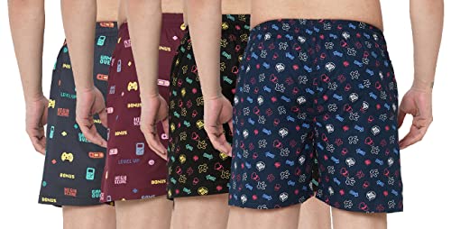 Image of GoSriKi Men's Cotton Printed Boxer Shorts (Pack of 4) (ANL-BXR-PACK-4-GS-026)