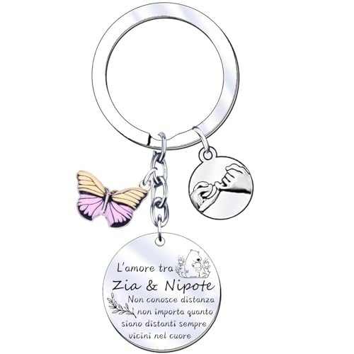 XQXQXZ bifriend Regali per zia da nipote, nipote, portachiavi per zia L'amore tra una zia e una nipote Portachiavi per il compleanno di Natale (3)